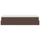 Cadre de lit ottoman avec matelas marron 100x200 cm similicuir