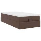 Cadre de lit ottoman avec matelas marron 100x200 cm similicuir