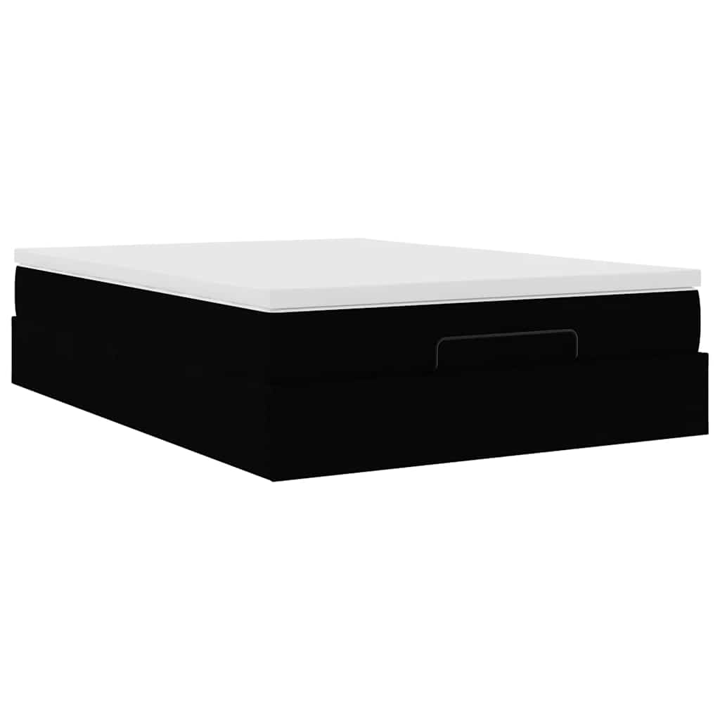 Cadre de lit ottoman avec matelas noir 140x190 cm similicuir