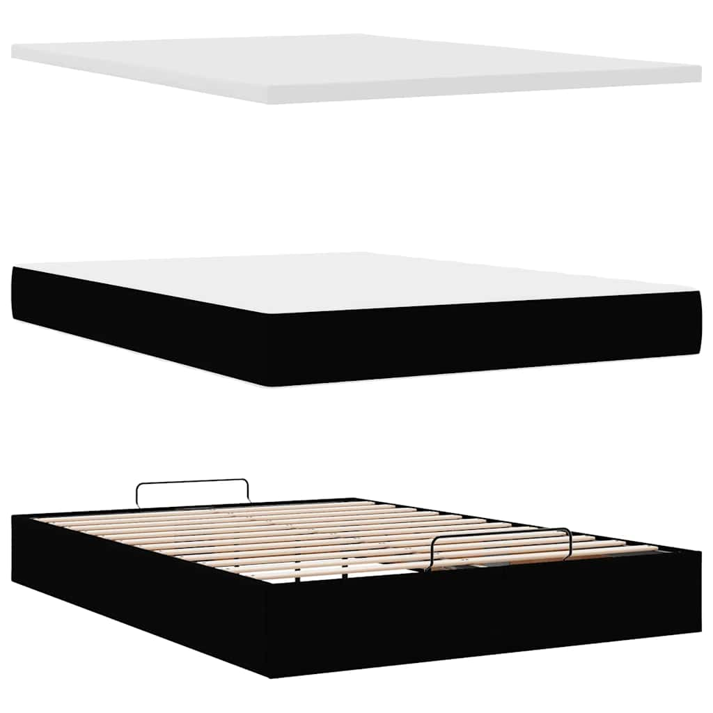 Cadre de lit ottoman avec matelas noir 140x190 cm similicuir