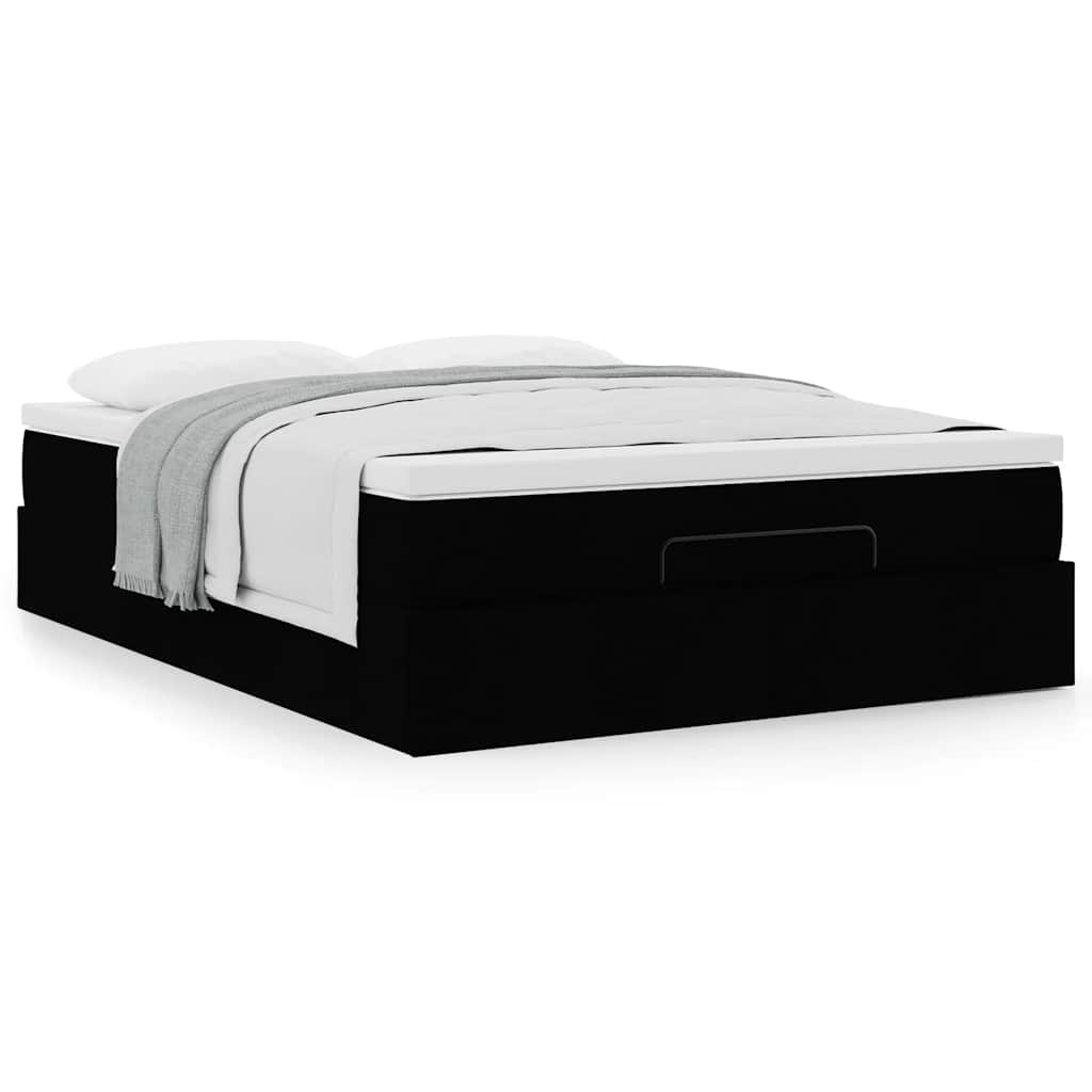 Cadre de lit ottoman avec matelas noir 140x190 cm similicuir