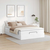 Cadre de lit ottoman avec matelas blanc 140x190 cm similicuir