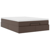 Cadre de lit ottoman avec matelas marron 140x190 cm similicuir