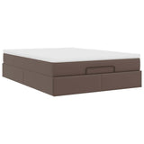 Cadre de lit ottoman avec matelas marron 140x190 cm similicuir