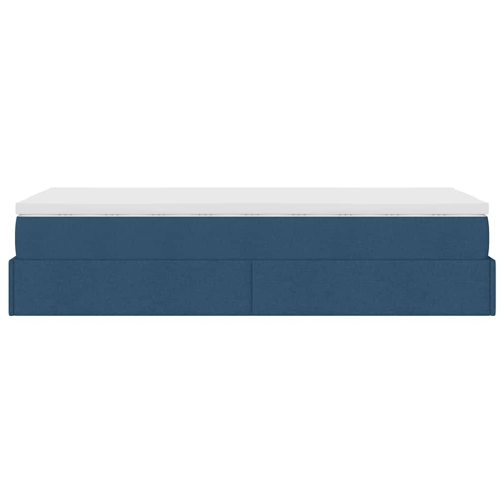 Cadre de lit ottoman avec matelas bleu 80x200 cm tissu