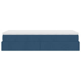 Cadre de lit ottoman avec matelas bleu 80x200 cm tissu