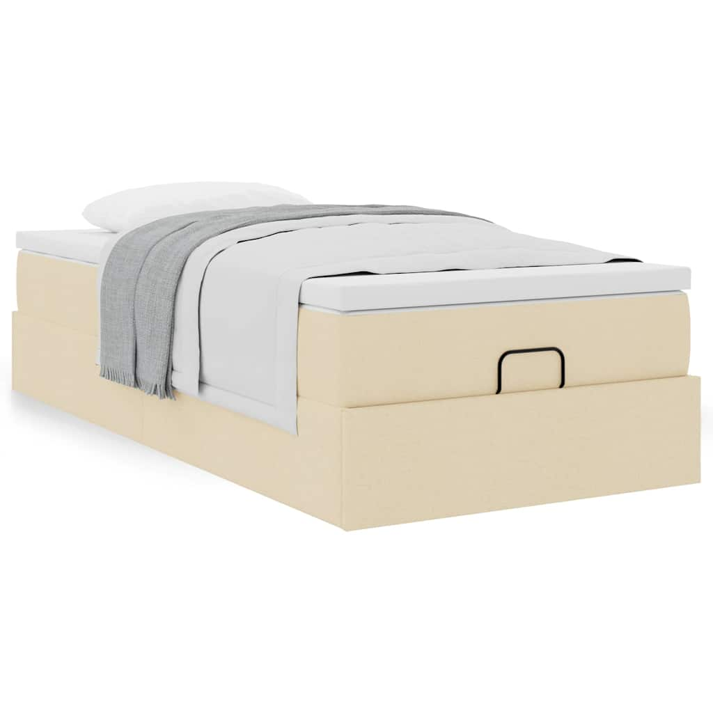 Cadre de lit ottoman avec matelas crème 100x200cm tissu