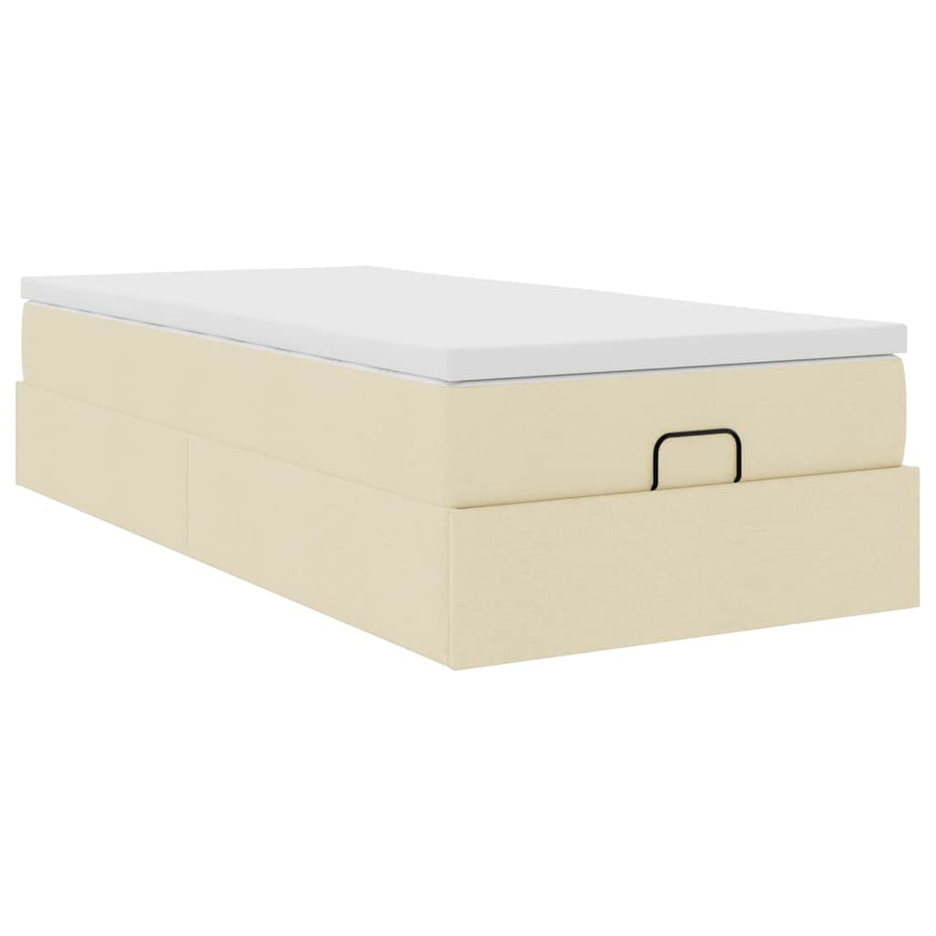 Cadre de lit ottoman avec matelas crème 100x200cm tissu