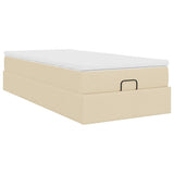 Cadre de lit ottoman avec matelas crème 100x200cm tissu