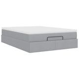 Cadre de lit ottoman et matelas gris clair 140x190 cm tissu