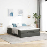 Ottoman bed frame with dark gray mattress 140x190 cm fabric