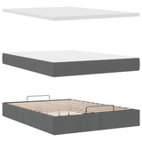 Ottoman bed frame with dark gray mattress 140x190 cm fabric