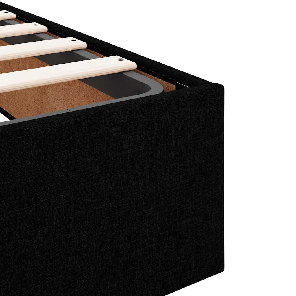 Cadre de lit ottoman avec matelas noir 140x190 cm tissu