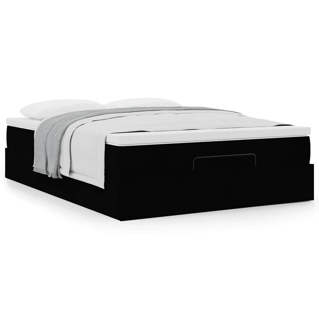 Cadre de lit ottoman avec matelas noir 140x190 cm tissu