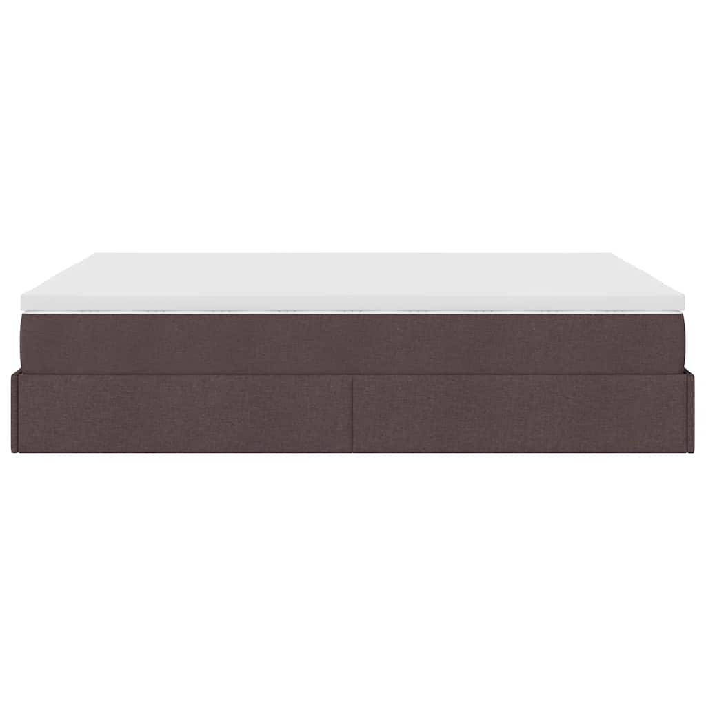 Cadre de lit ottoman avec matelas marron foncé 140x190 cm tissu