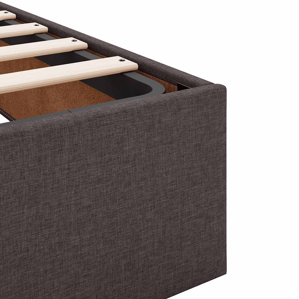 Cadre de lit ottoman avec matelas marron foncé 140x190 cm tissu