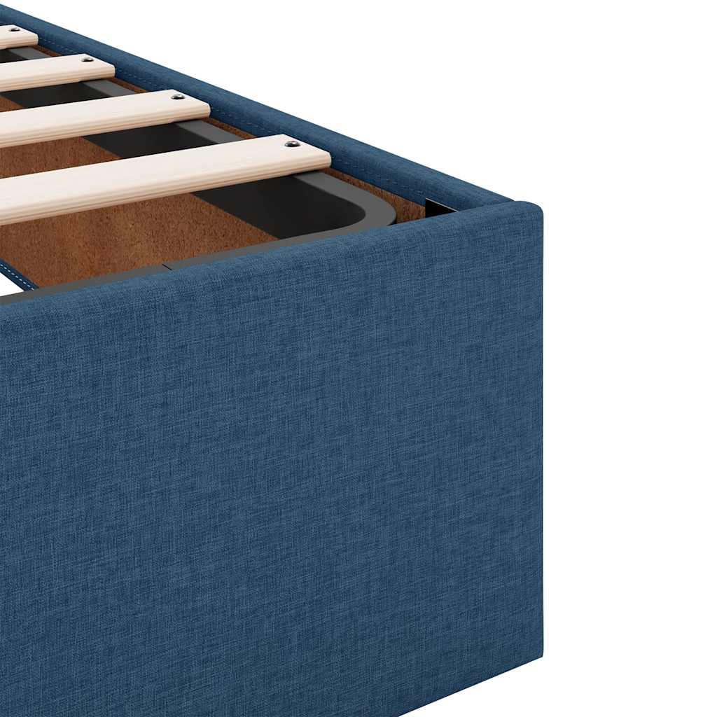 Cadre de lit ottoman avec matelas bleu 140x190 cm tissu