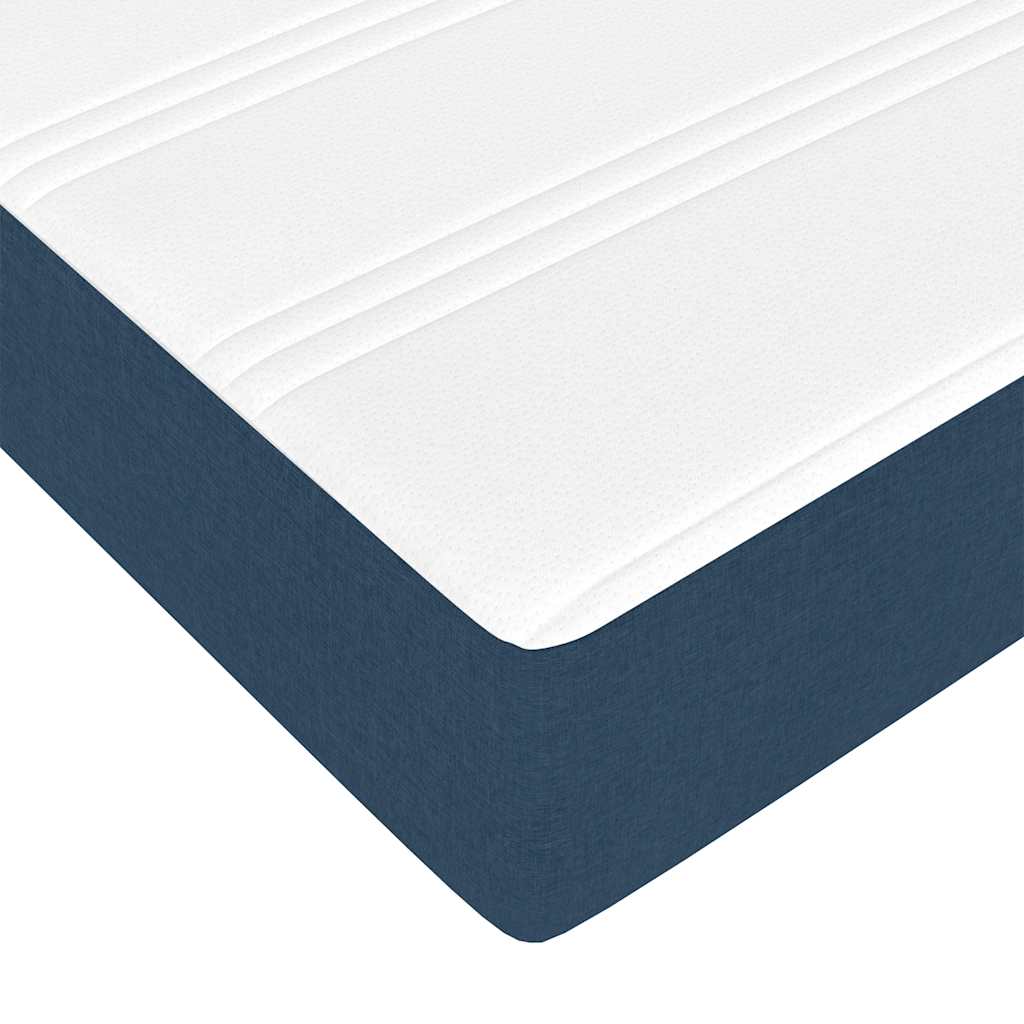 Cadre de lit ottoman avec matelas bleu 140x190 cm tissu