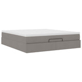 Cadre de lit ottoman avec matelas taupe 180x200 cm tissu