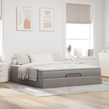 Cadre de lit ottoman avec matelas taupe 180x200 cm tissu