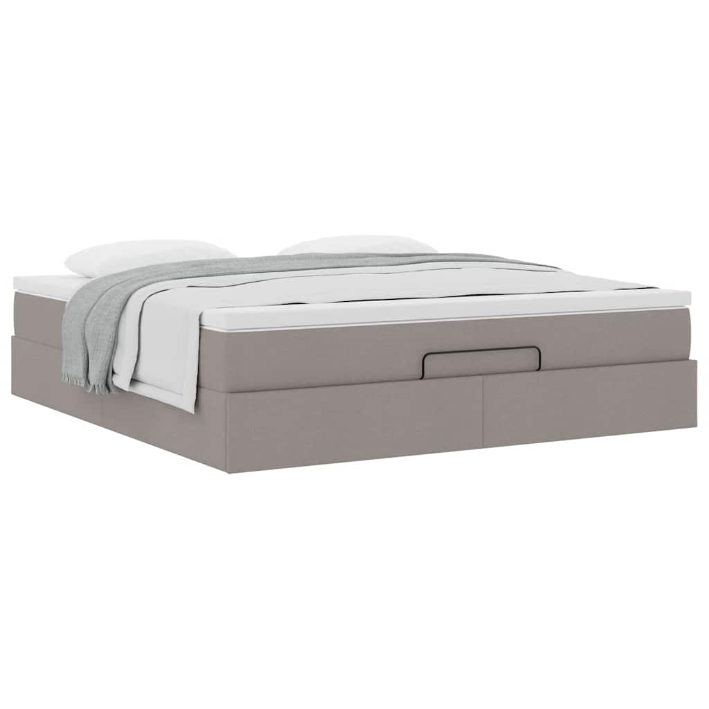 Cadre de lit ottoman avec matelas taupe 180x200 cm tissu