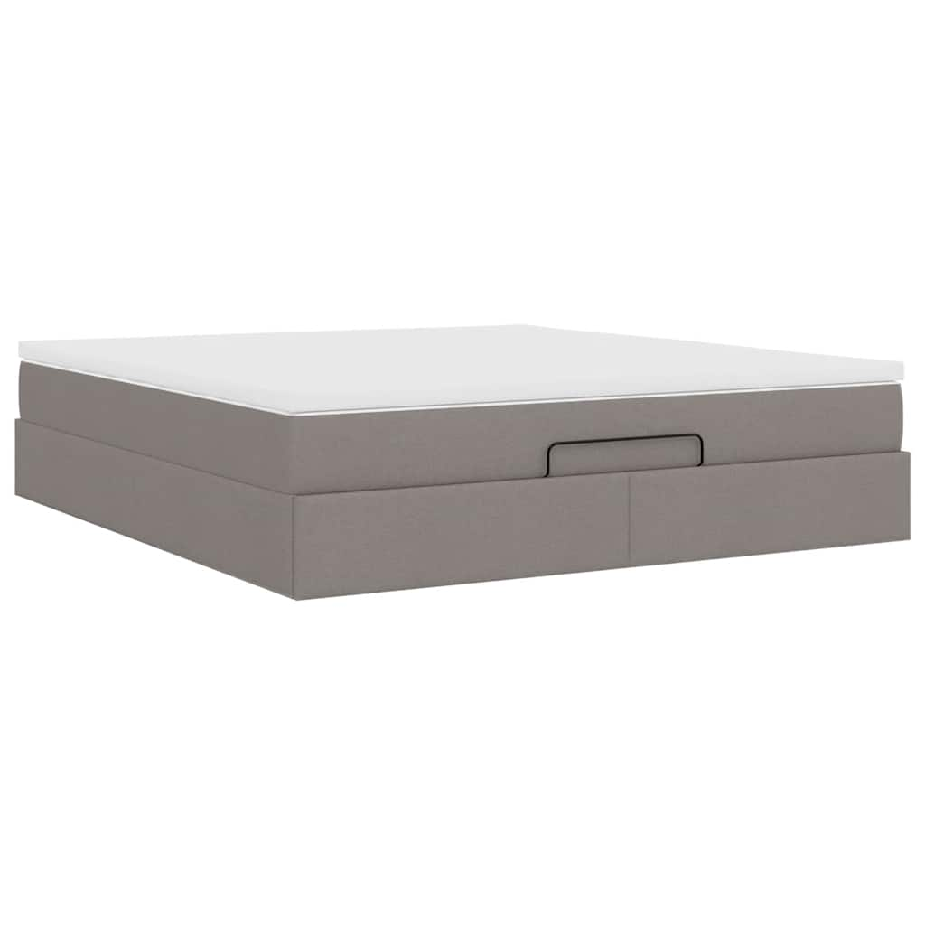 Cadre de lit ottoman avec matelas taupe 180x200 cm tissu