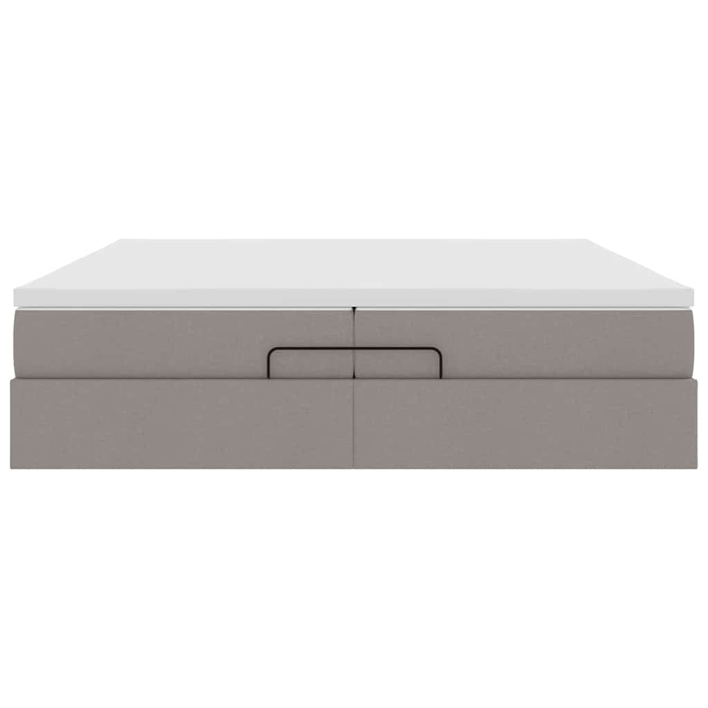 Cadre de lit ottoman avec matelas taupe 200x200cm tissu