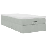 Cadre de lit ottoman et matelas gris clair 100x200 cm velours