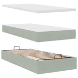 Cadre de lit ottoman et matelas gris clair 100x200 cm velours