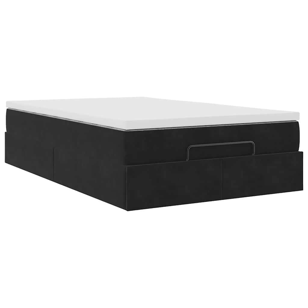 Cadre de lit ottoman avec matelas noir 120x200 cm velours