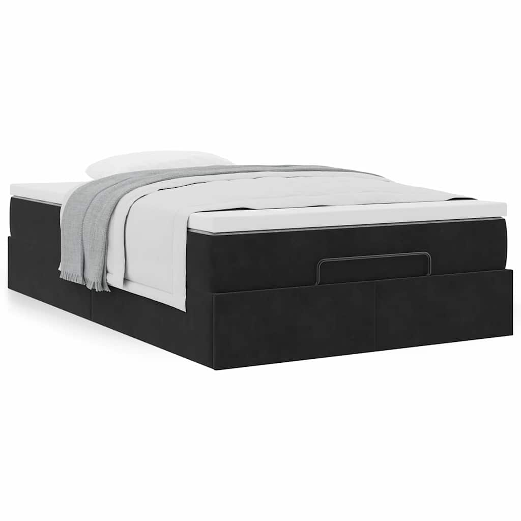 Cadre de lit ottoman avec matelas noir 120x200 cm velours