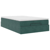 Cadre de lit ottoman avec matelas vert foncé 120x200 cm velours