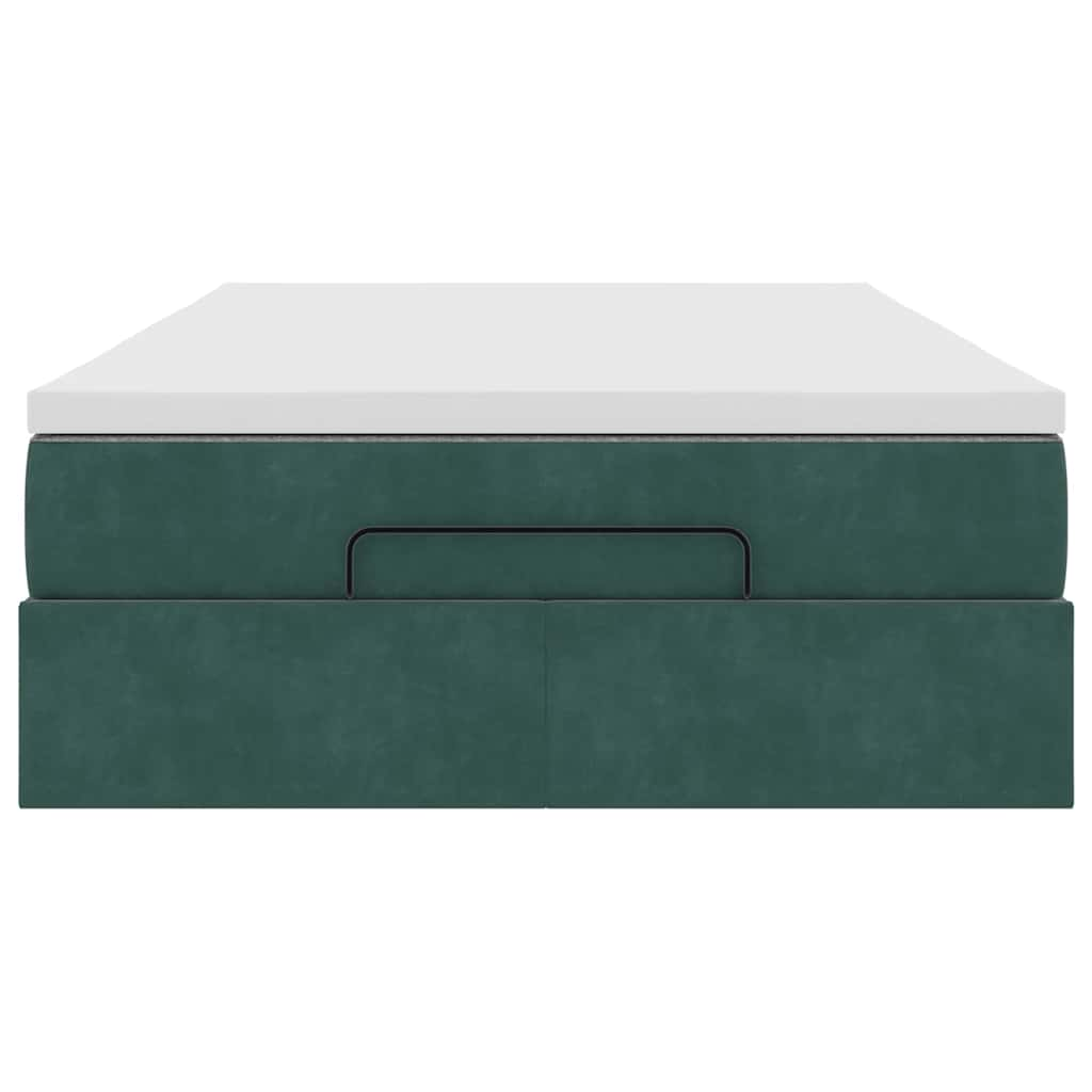 Cadre de lit ottoman avec matelas vert foncé 120x200 cm velours