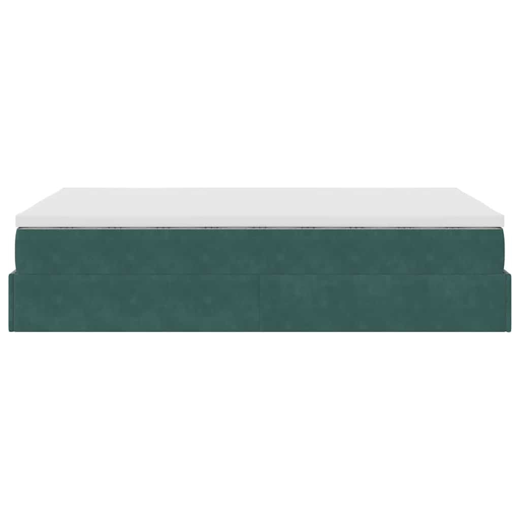 Cadre de lit ottoman avec matelas vert foncé 120x200 cm velours