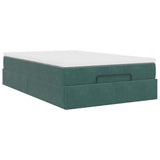 Cadre de lit ottoman avec matelas vert foncé 120x200 cm velours