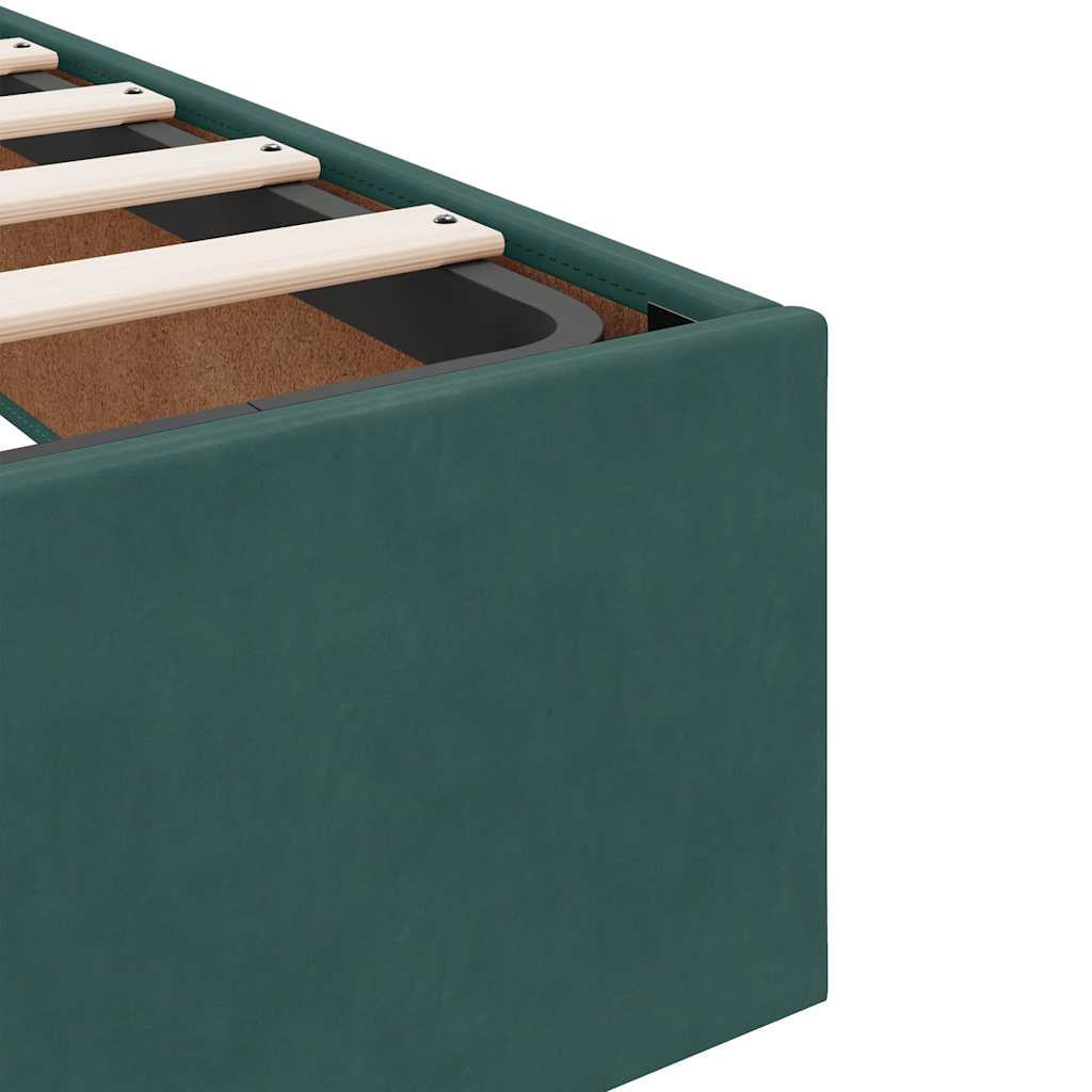 Cadre de lit ottoman avec matelas vert foncé 120x200 cm velours