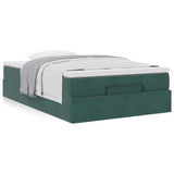 Cadre de lit ottoman avec matelas vert foncé 120x200 cm velours