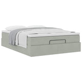 Cadre de lit ottoman et matelas gris clair 140x190 velours