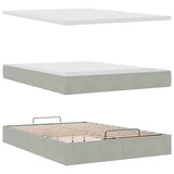 Cadre de lit ottoman et matelas gris clair 140x190 velours