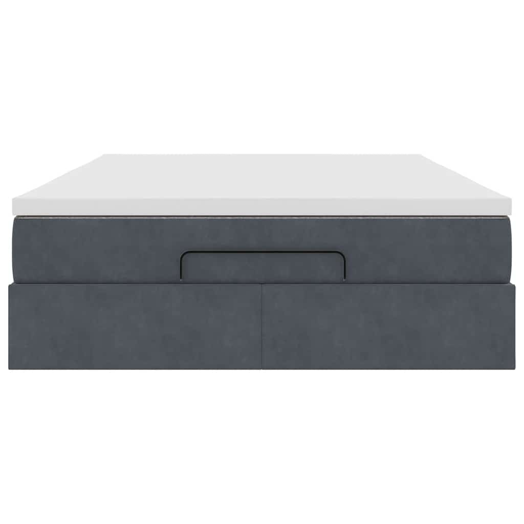 Cadre de lit ottoman avec matelas gris foncé 140x190 cm velours