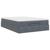 Cadre de lit ottoman avec matelas gris foncé 140x190 cm velours