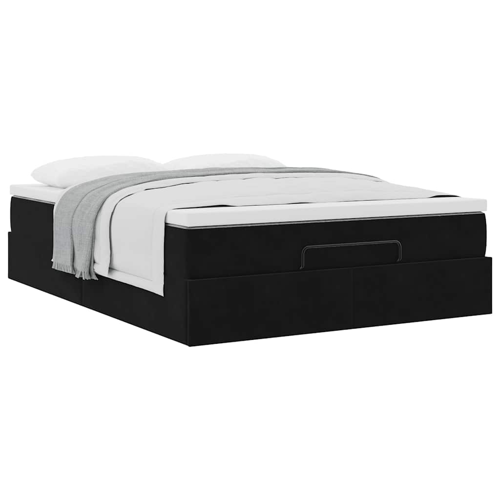 Cadre de lit ottoman avec matelas noir 140x190 cm velours