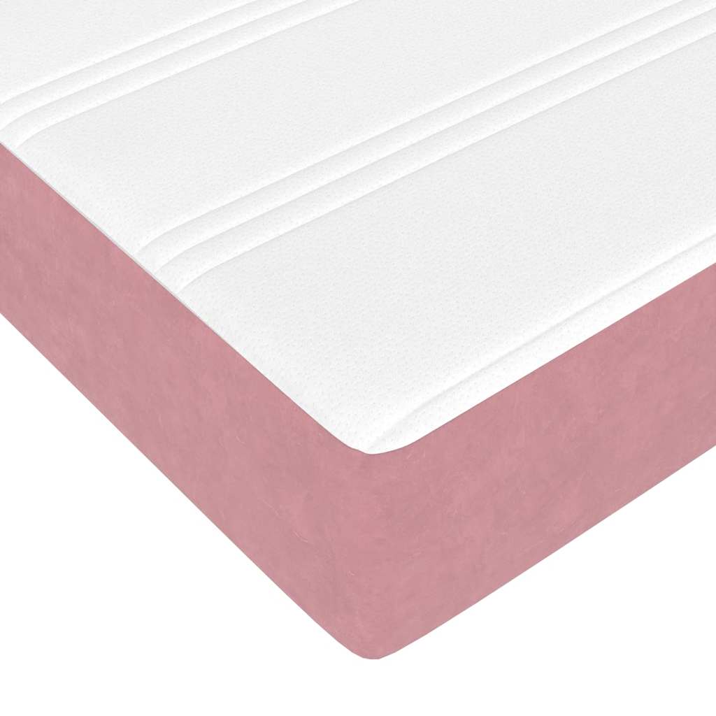 Cadre de lit ottoman avec matelas rose 140x190 cm velours