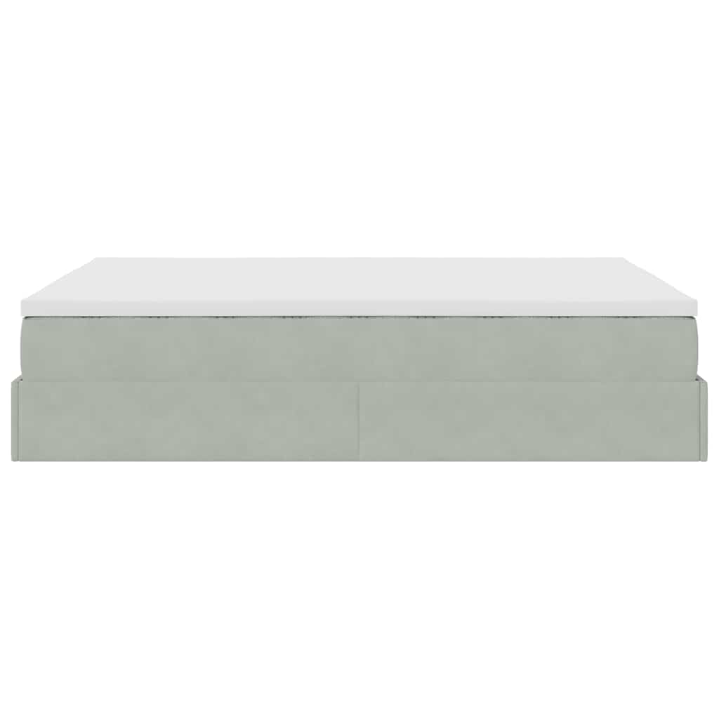 Cadre de lit ottoman avec matelas gris clair 140x200 cm velours