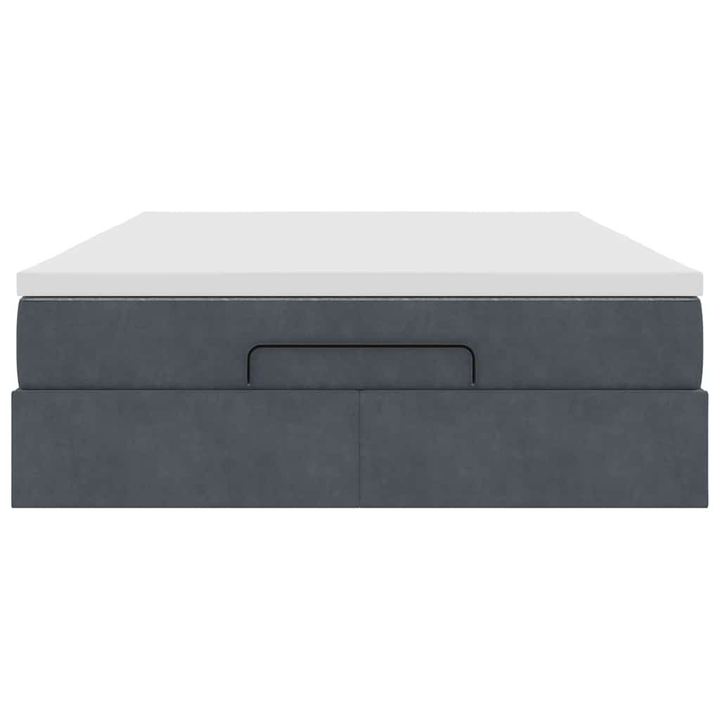 Cadre de lit ottoman avec matelas gris foncé 140x200 cm velours