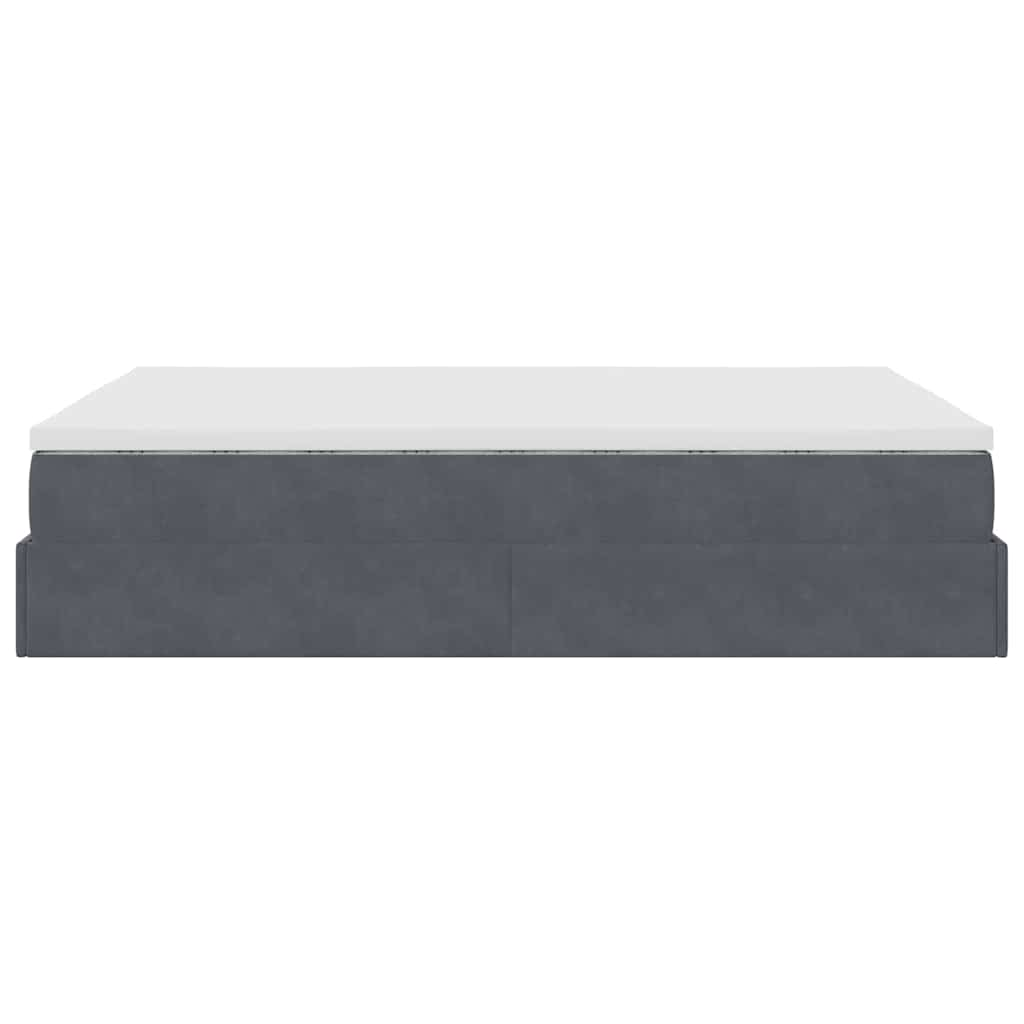 Cadre de lit ottoman avec matelas gris foncé 140x200 cm velours