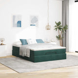 Cadre de lit ottoman avec matelas vert foncé 140x200 cm velours