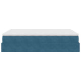 Cadre de lit ottoman avec matelas bleu foncé 140x200 cm velours