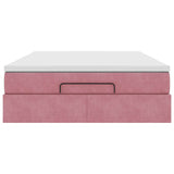 Cadre de lit ottoman avec matelas rose 140x200 cm velours