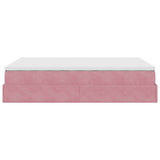 Cadre de lit ottoman avec matelas rose 140x200 cm velours